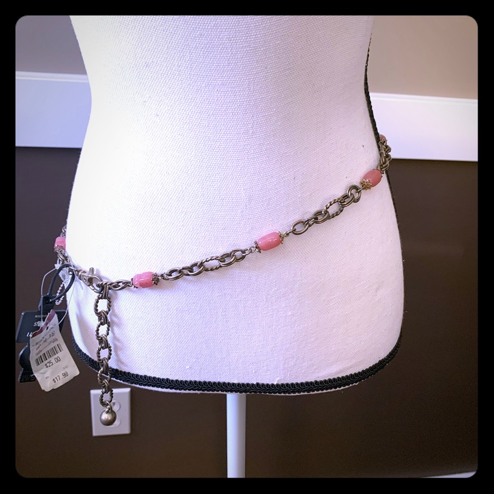 Antiques silver and pink stone chain belt